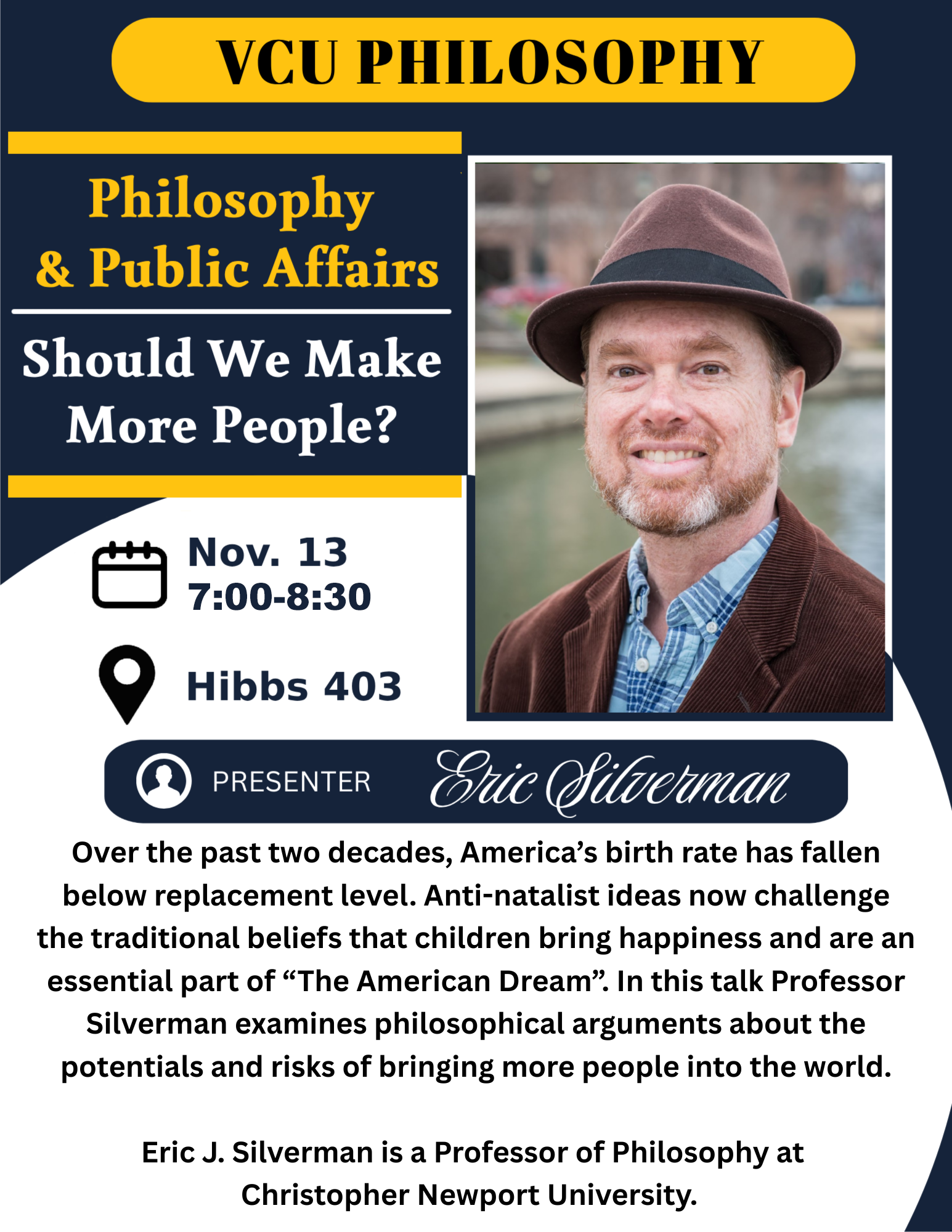 Flyer for the Fall 2025 Philosophy and Public Affairs lecture
